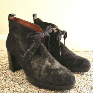 Hispanitas Dasia Bow Lace up Bootie Black Suede 9